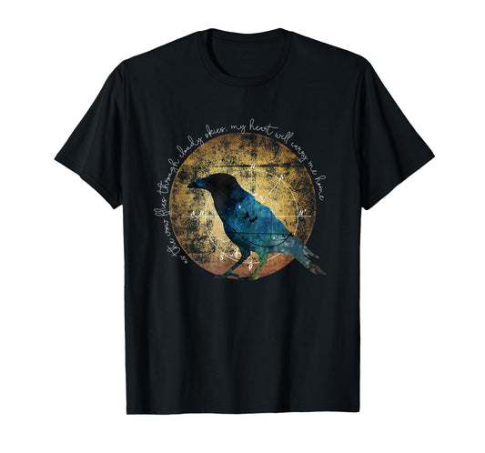 Crow Shirt - As the Crow Flies - Crow Raven Moon Art T-Shirt T-Shirt