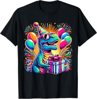 Dinosaur Birthday Party T-Rex Retro Dinosaur T-Shirt