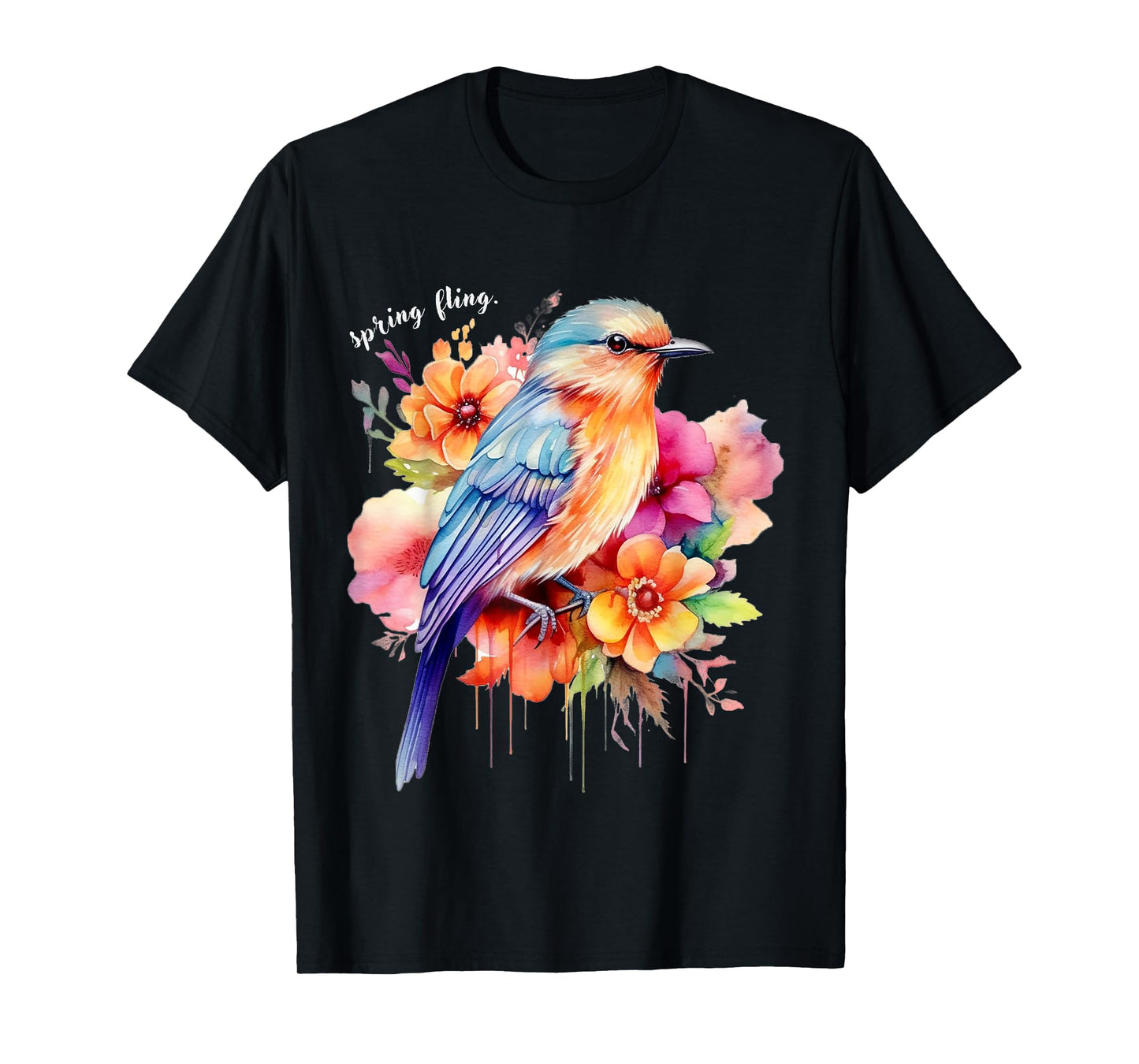 spring fling. Floral Bird Spring Flowers T-Shirt