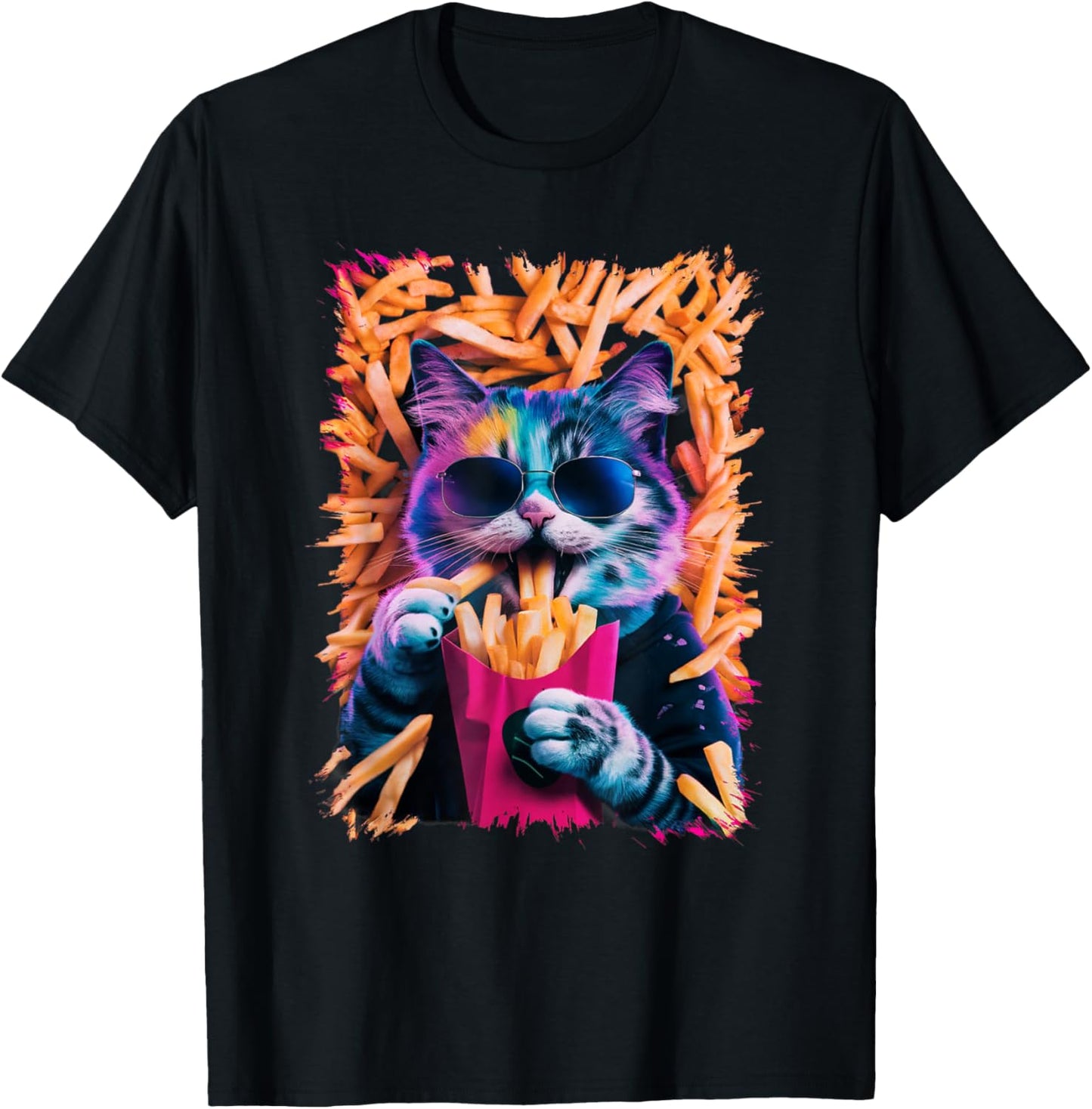 Funny Cat French Fries Humorous Potato Food Lovers T-Shirt