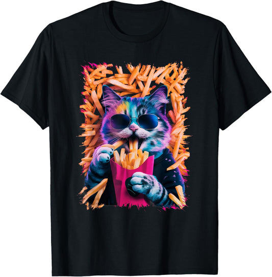 Funny Cat French Fries Humorous Potato Food Lovers T-Shirt