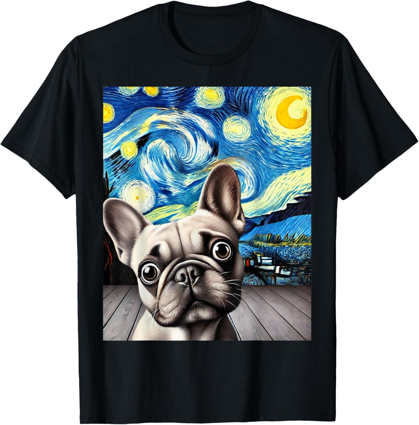 French Bulldog Starry Van Gogh Art Cute Frenchie T-Shirt
