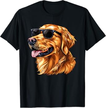 Golden Retriever Dog Sunglasses T-Shirt for Men Women Kids
