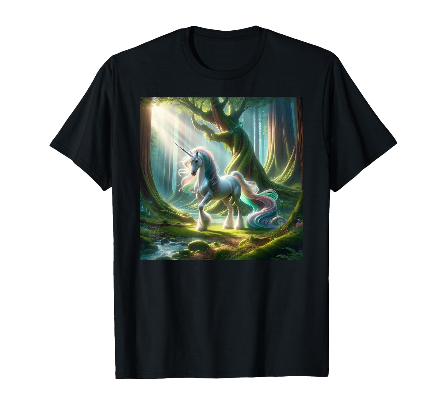 Beautiful Unicorn Clydesdale, Enchanted Forest Graphic T-Shirt