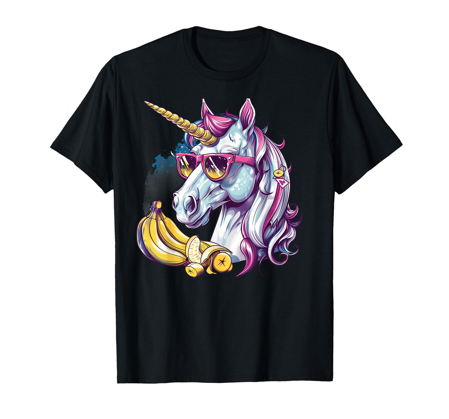 Banana Unicorn Portrait Artwork Banana Lover Bananas Fruit T-Shirt