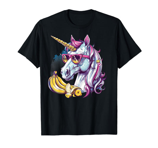 Banana Unicorn Portrait Artwork Banana Lover Bananas Fruit T-Shirt