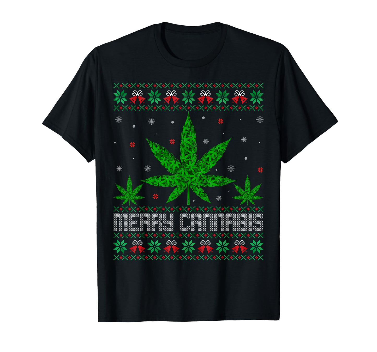 Marijuana Leaf Ugly Sweater Cannabis Weed Stoner Christmas T-Shirt