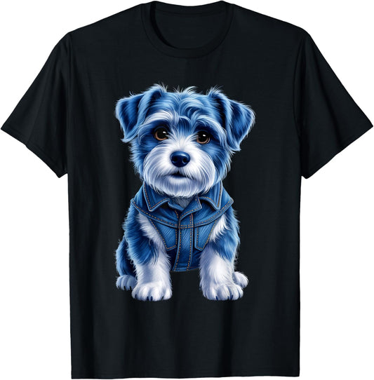 Dog Pattern Denim Patchwork Art Denim Patch Animal Dog T-Shirt