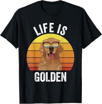 Retro Life Is Golden Shirt Golden Retriever Gifts Funny Dog T-Shirt