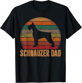 Retro Schnauzer Dad Gift Standard Giant Dog Owner Pet Father T-Shirt