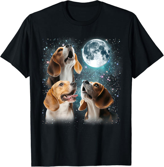 3 Beagle Moon Howling Beagle Head Funny Gifts For Men Women T-Shirt