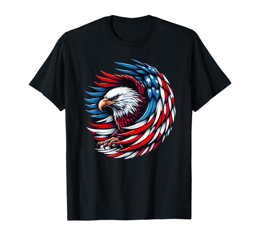 American Bald Eagle USA Flag 4th of July Patriotic Eagle T-Shirt for Women Kids Men
