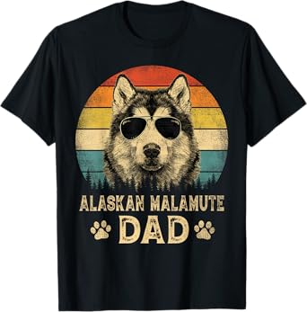Vintage Alaskan Malamute Dad Dog Lovers Father's Day Tee T-Shirt