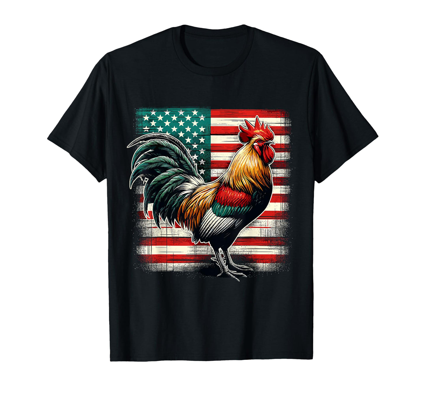 Patriotic Rooster USA Flag Chicken Farmer T-Shirt