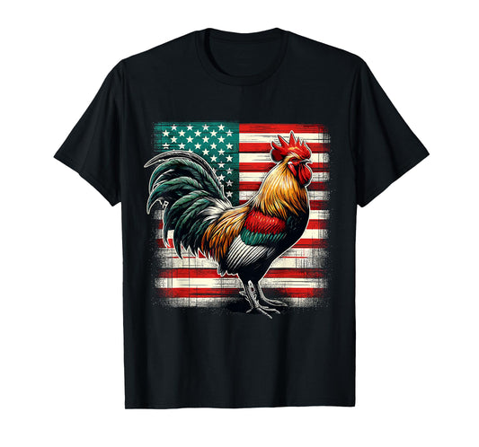 Patriotic Rooster USA Flag Chicken Farmer T-Shirt