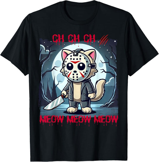 Vintage Horror Movie Cat Funny Cute Kitten Meow Graphic T-Shirt