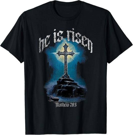 He Is Risen Cross Jesus Easter Christian Religious Men ns T-Shirt