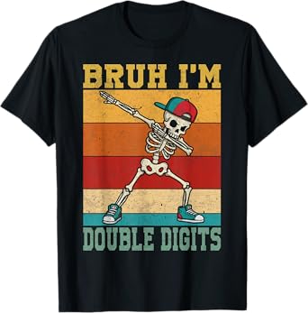 Bruh I'm Double Digits 10 year old boy birthday 10 birthday T-Shirt