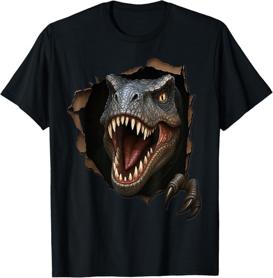Dinosaur Raptor Torn Cloth Funny 3D Graphic T-Shirt