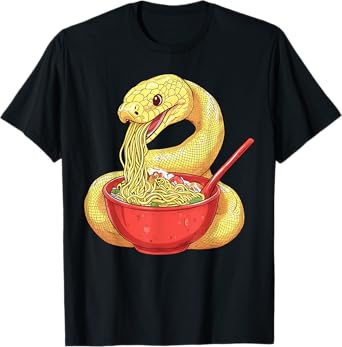 Ball Python Snake Eating Ramen Bowl Japanese Noodles T-Shirt