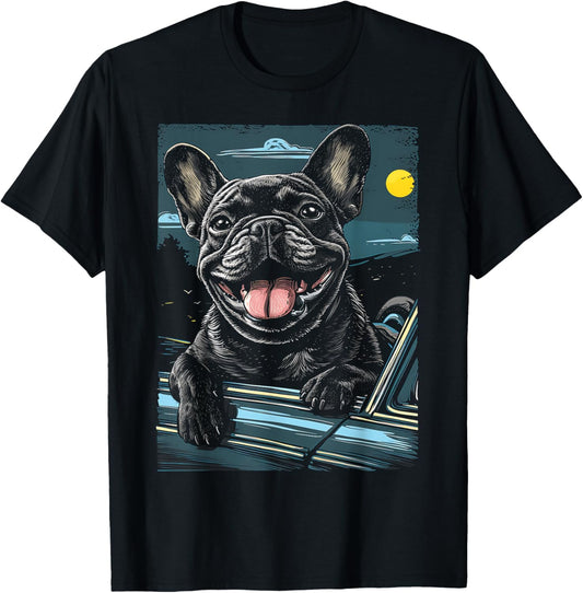 French Bulldog Dog Lover Riding In Car T-Shirt