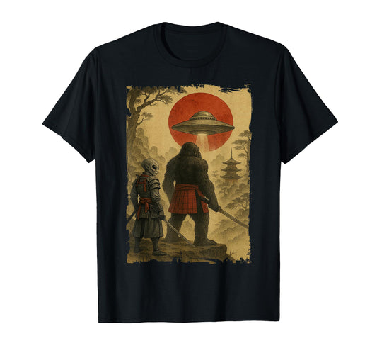 Bigfoot Ninja Alien Vintage Japanese Samurai Ukiyo-e Bigfoot T-Shirt