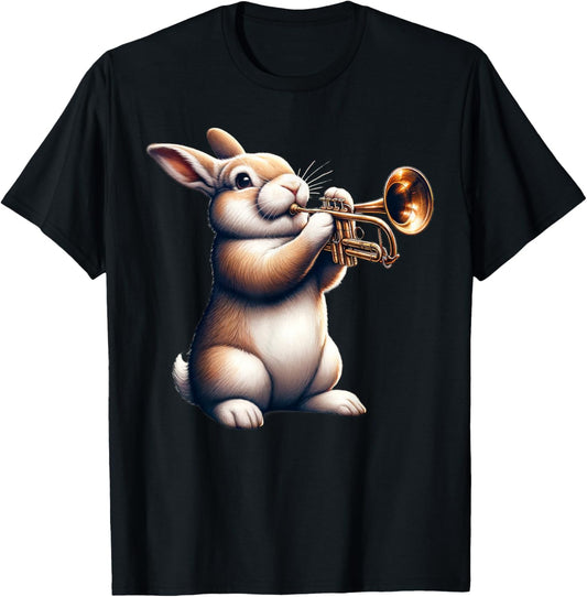 Cute Rabbit Bunny Playing Trumpet Rabbits Musician Music T-Shirt
