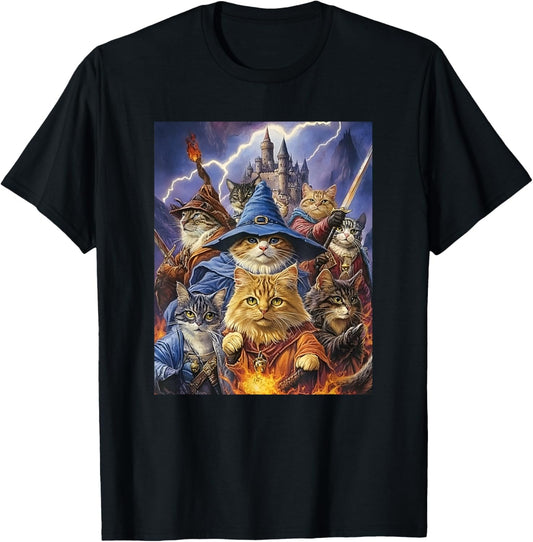 Fantasy Feline Wizard Cats T-Shirt