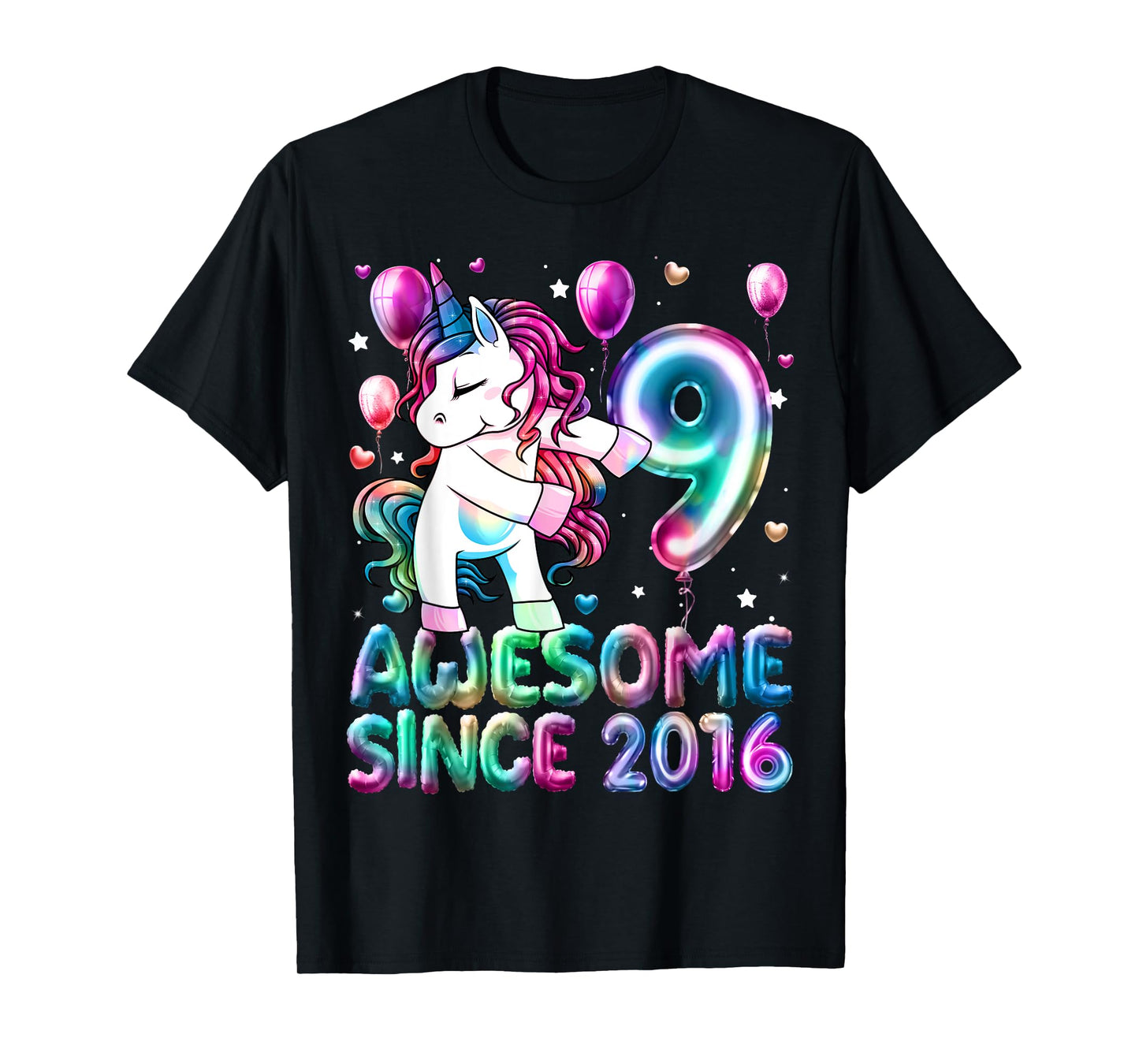Flossing Unicorn 9 Year Old 9th Birthday Girl Unicorn Party T-Shirt