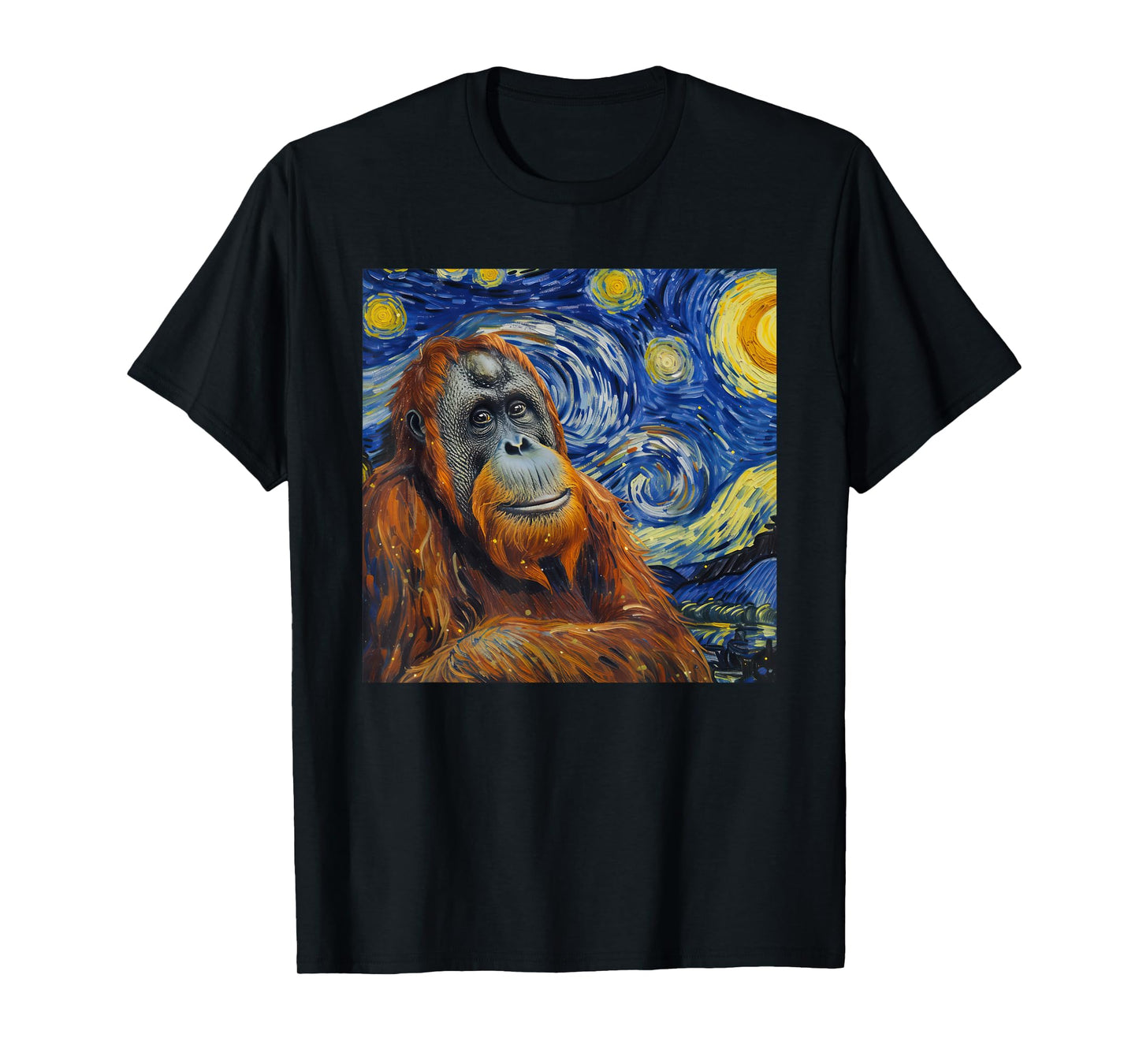 Orangutan Monkey Van Gogh Style Starry Night T-Shirt