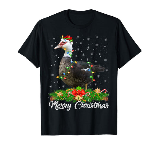 Duck Bird Lover Matching Santa Hat Muscovy Duck Christmas T-Shirt