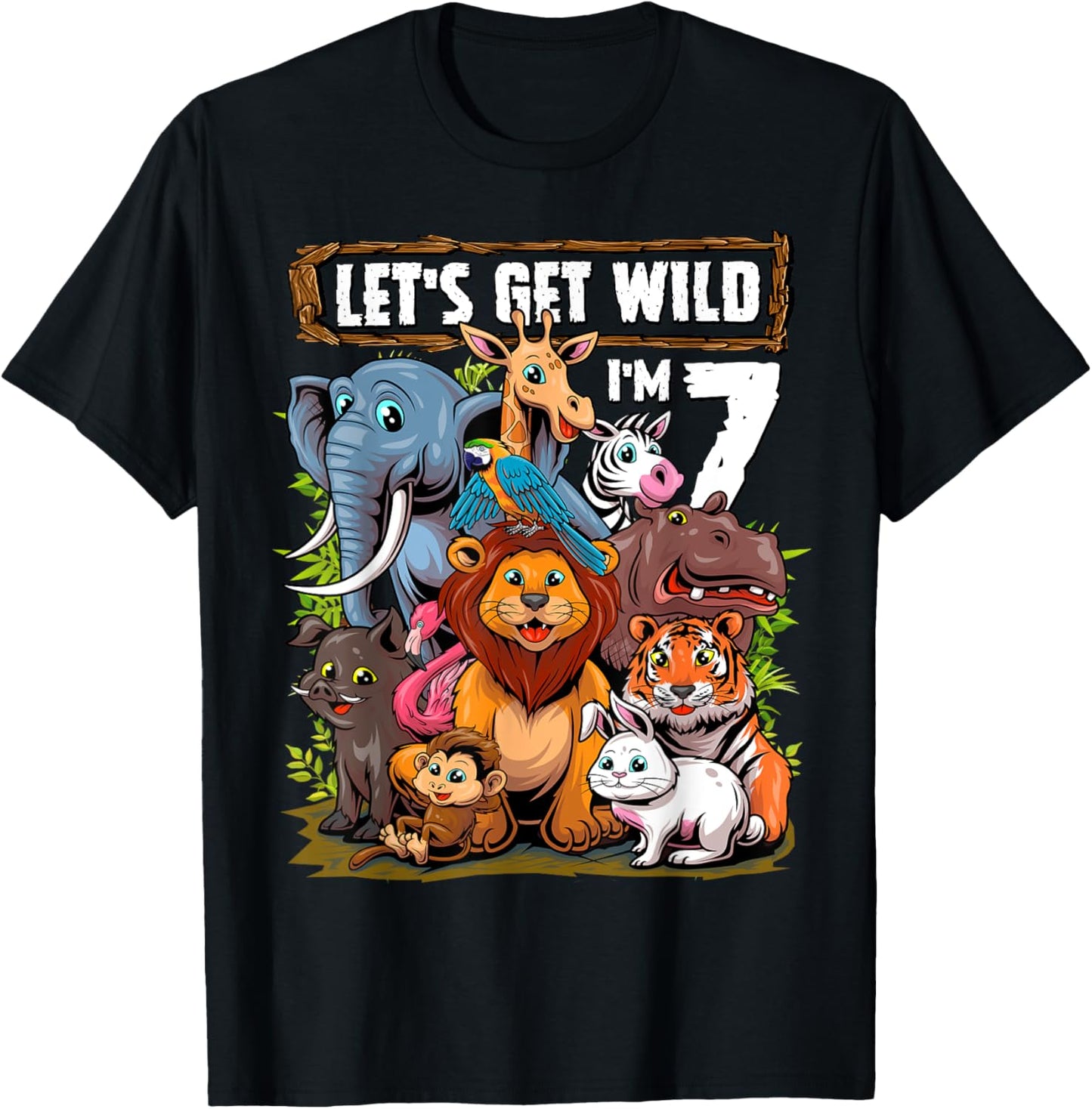 7 Year Old Zoo Birthday Safari Jungle Animals 7th Birthday T-Shirt