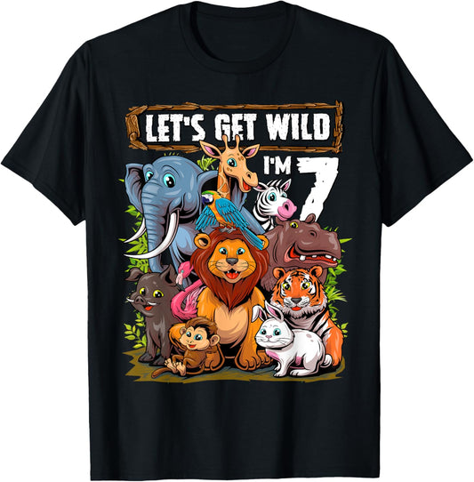 7 Year Old Zoo Birthday Safari Jungle Animals 7th Birthday T-Shirt
