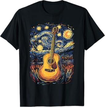 Starry Night Inspired Acoustic Guitar T-Shirt