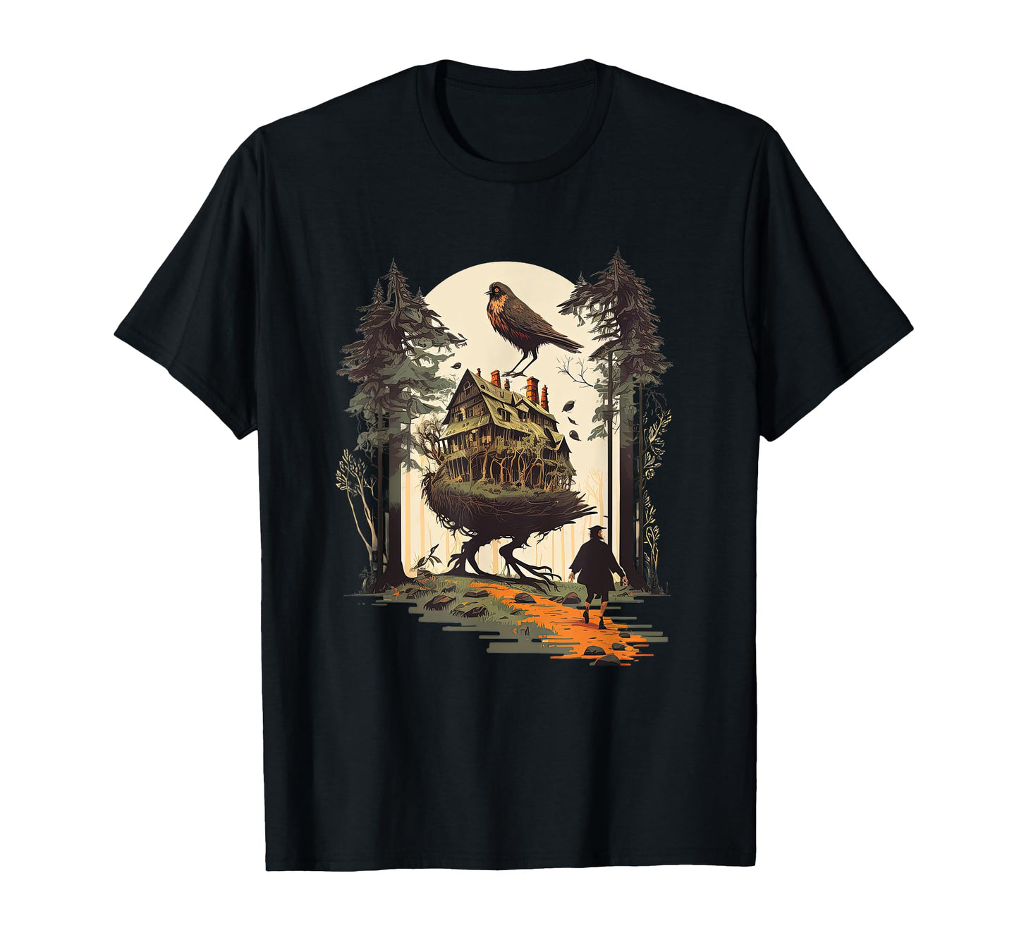 Walking House on Chicken Legs Slavic folklore Baba Yaga Art T-Shirt