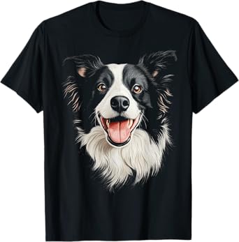 Border Collie Dog Motif Pet Artwork Border Collie Men Women Kids T-Shirt