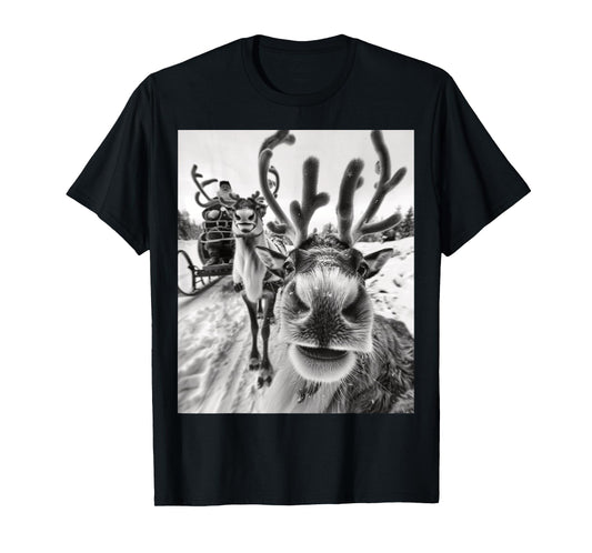 Funny Reindeer Selfie Christmas T-Shirt