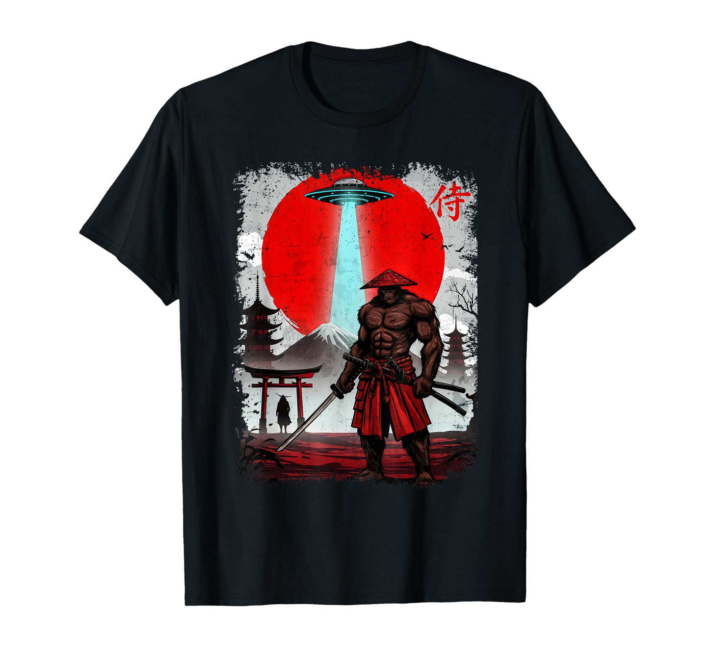 Samurai Bigfoot Japanese Vintage Graphic Ukiyo-e Art Funny T-Shirt