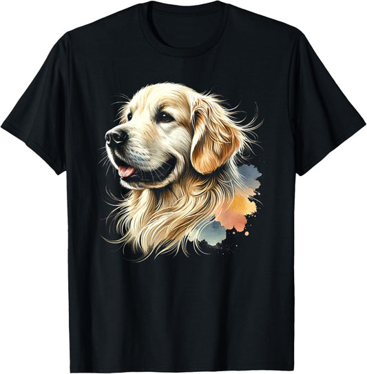 Golden Retriever Watercolor Pop Art Portrait Cute Dog Owners T-Shirt