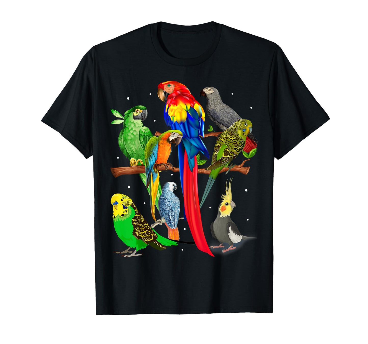 Macaw, Cockatoo, African Grey, Budgie - Parrot Flock T-Shirt