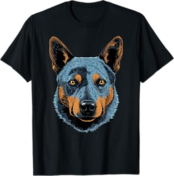 Blue Heeler Cute Cartoon Australian Cattle Dog Face Puppy T-Shirt