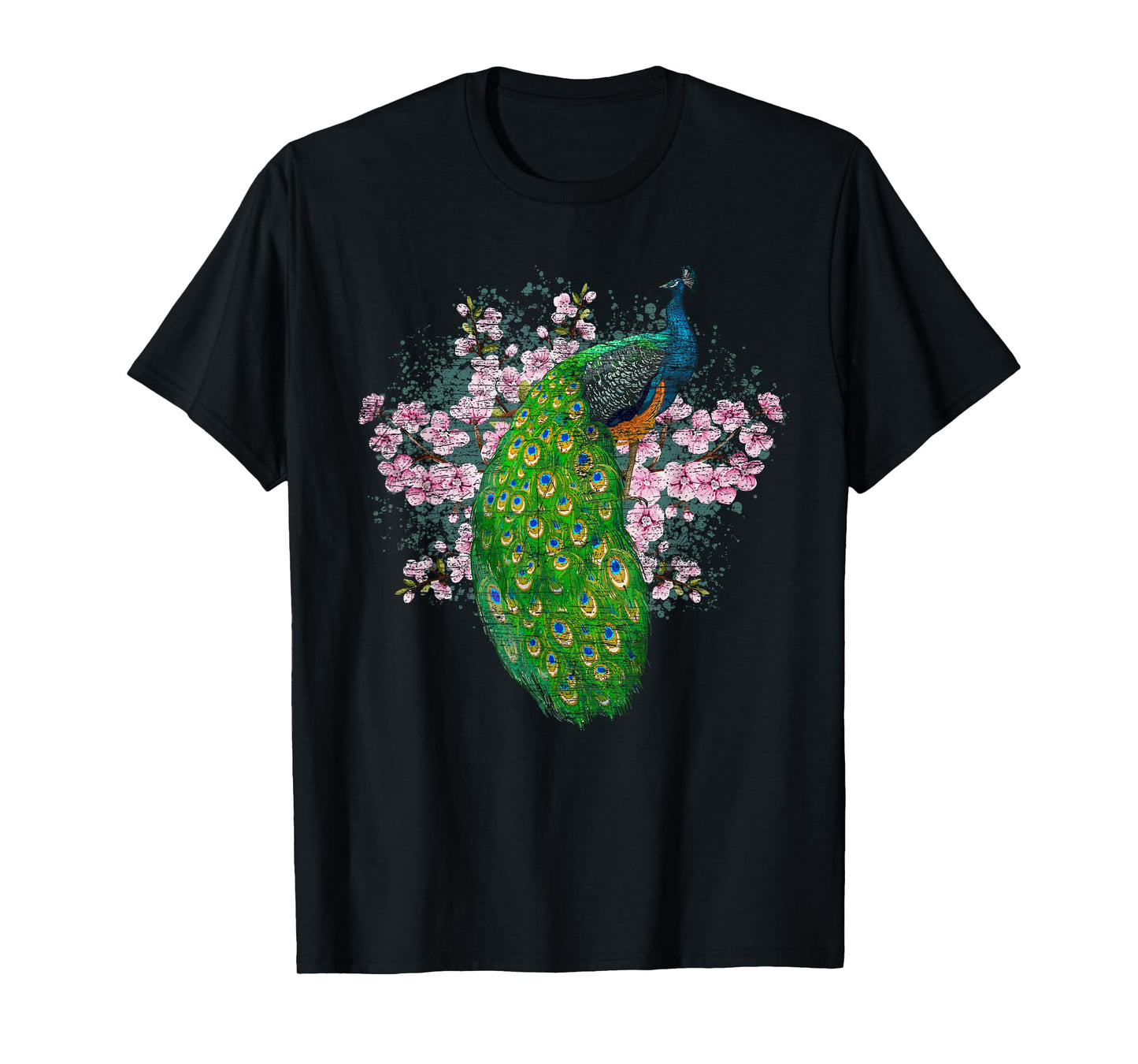 India Bird Sakura Decorative Animal Cherry Blossom Peacock T-Shirt