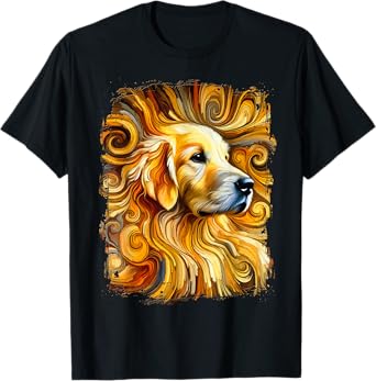 Cute Golden Retriever Colourful Artwork T-Shirt
