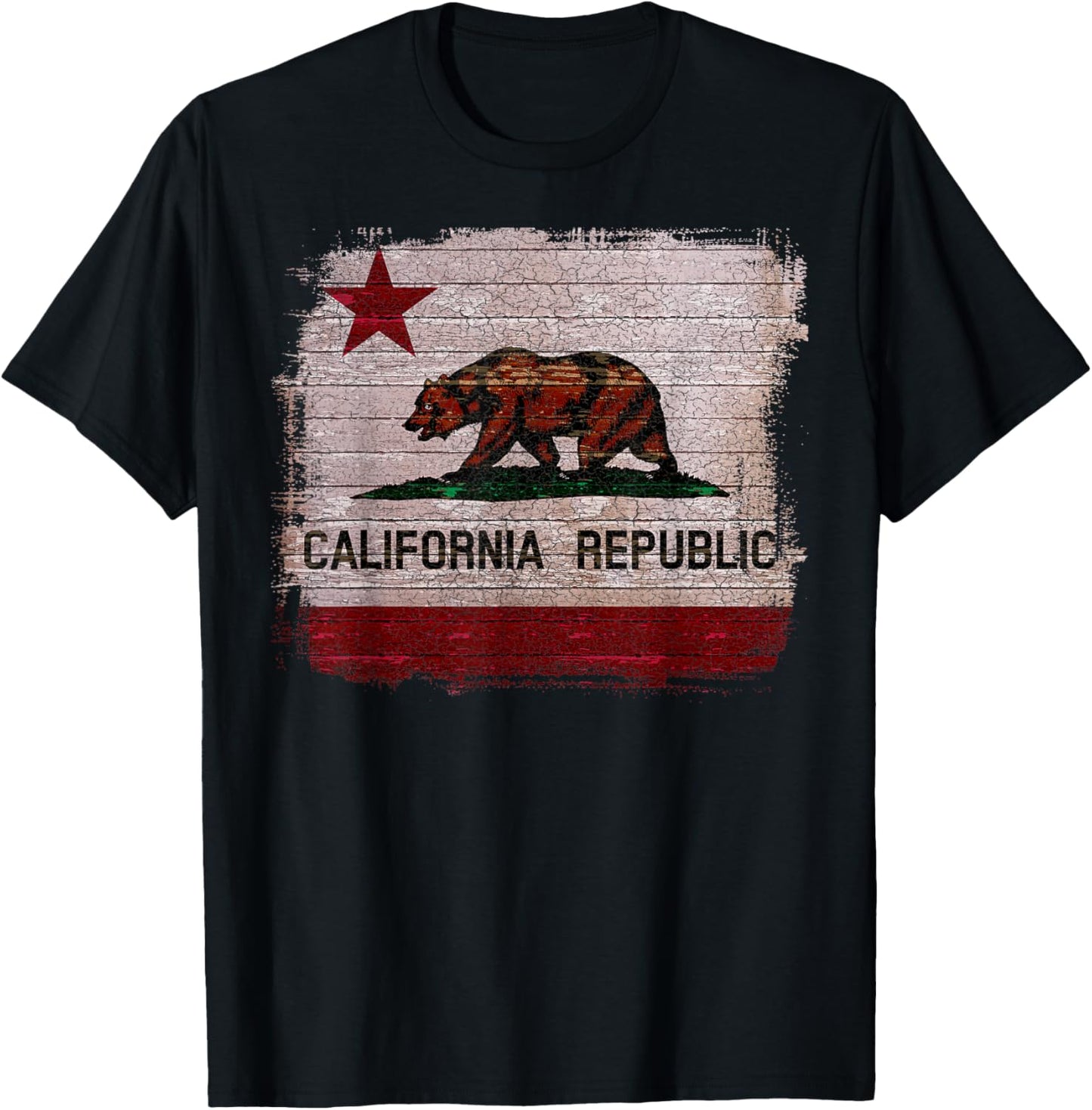 California Republic Flag Distressed Bear T-Shirt