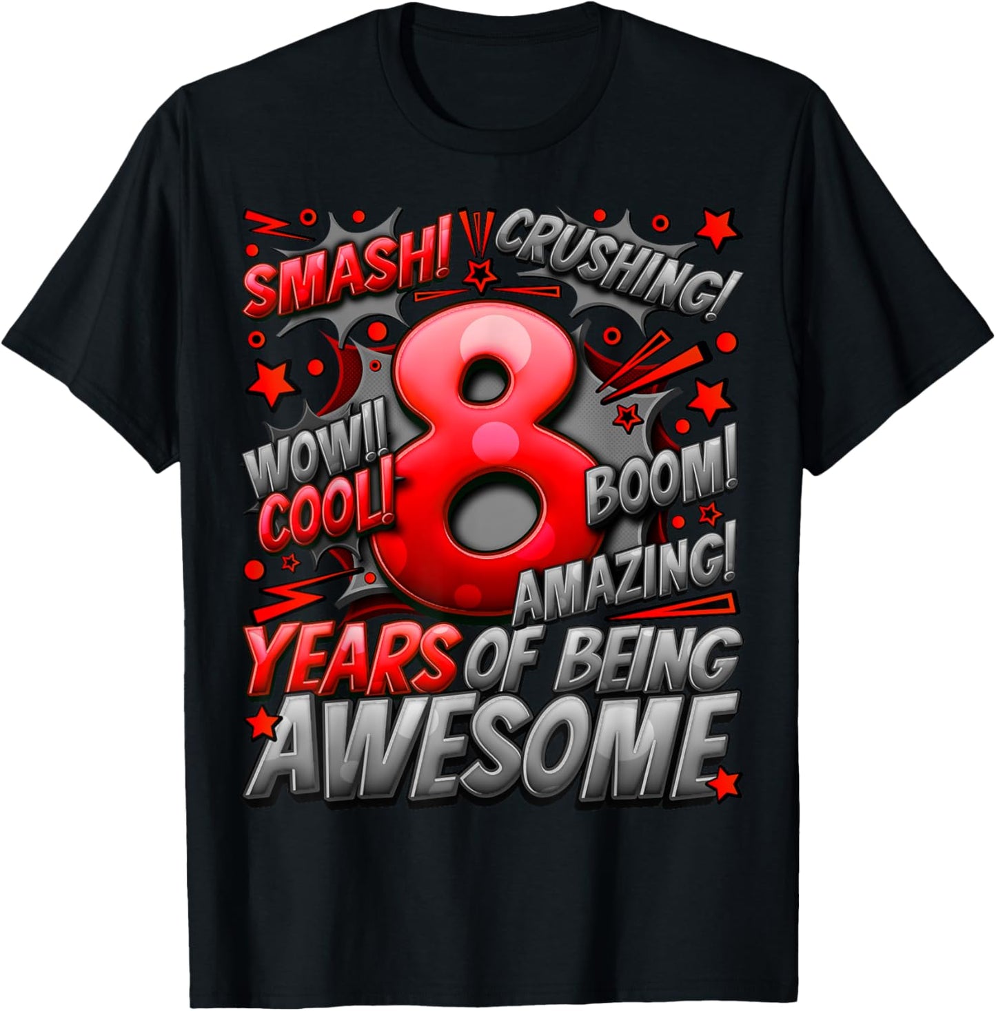 8th Birthday Comic Style Awesome Since 2015 8 Year Old Boy T-Shirt