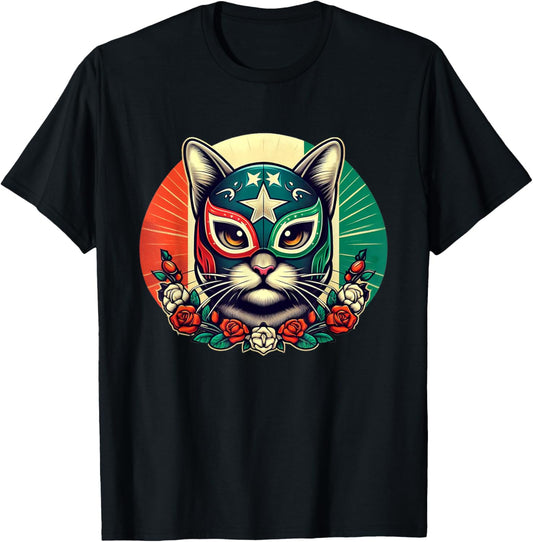 Lucha Libre Cool Cat Mask, Luchador Mask T-Shirt
