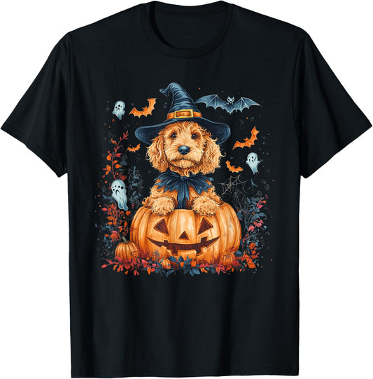 Goldendoodle Pumpkin Halloween Thanksgiving Men Women T-Shirt