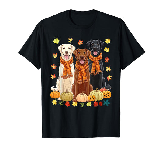 Fall Autumn Pumpkin Labrador Retriever Thanksgiving Dog Mom T-Shirt