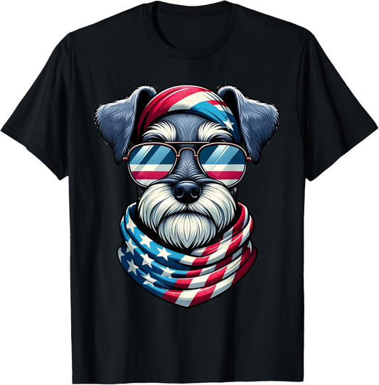 Miniature Schnauzer USA Flag Dog Lover Patriotic 4th of July T-Shirt
