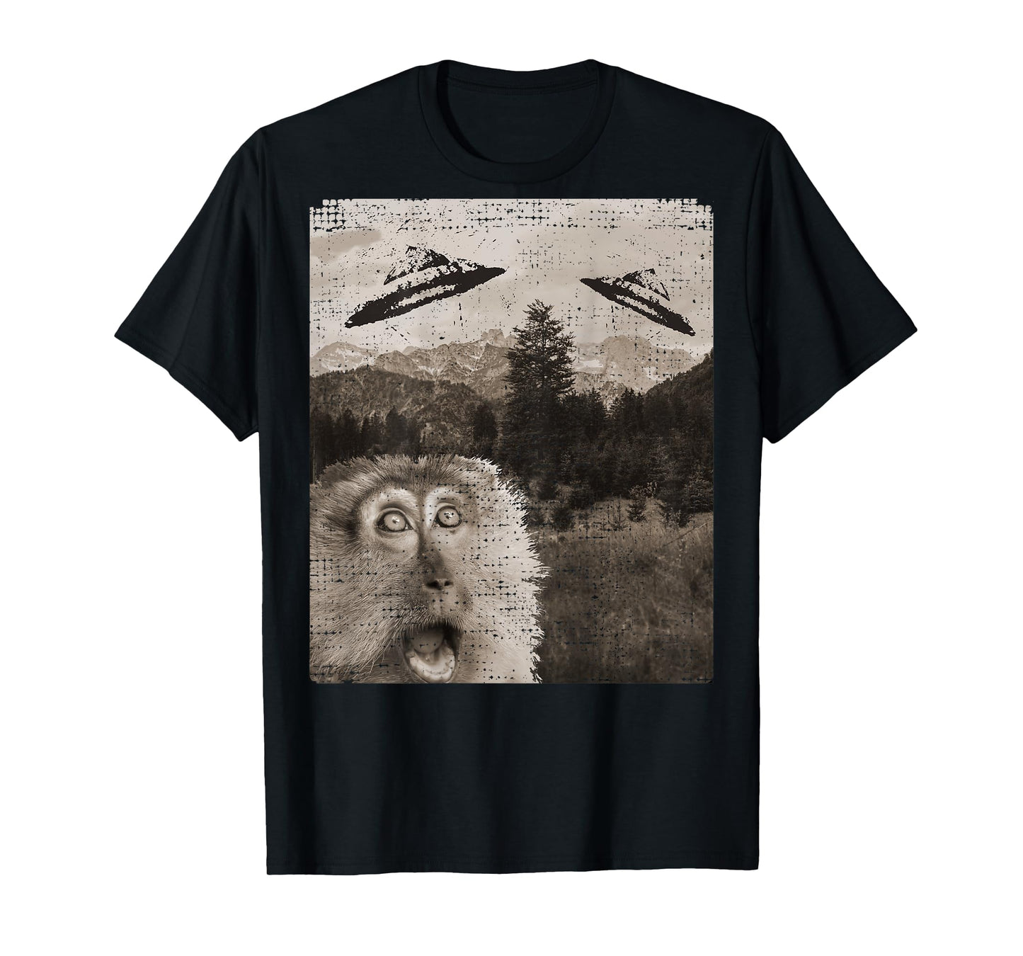 Monkey Ape Space UFO Incoming UFO Landing Funny UFO T-Shirt